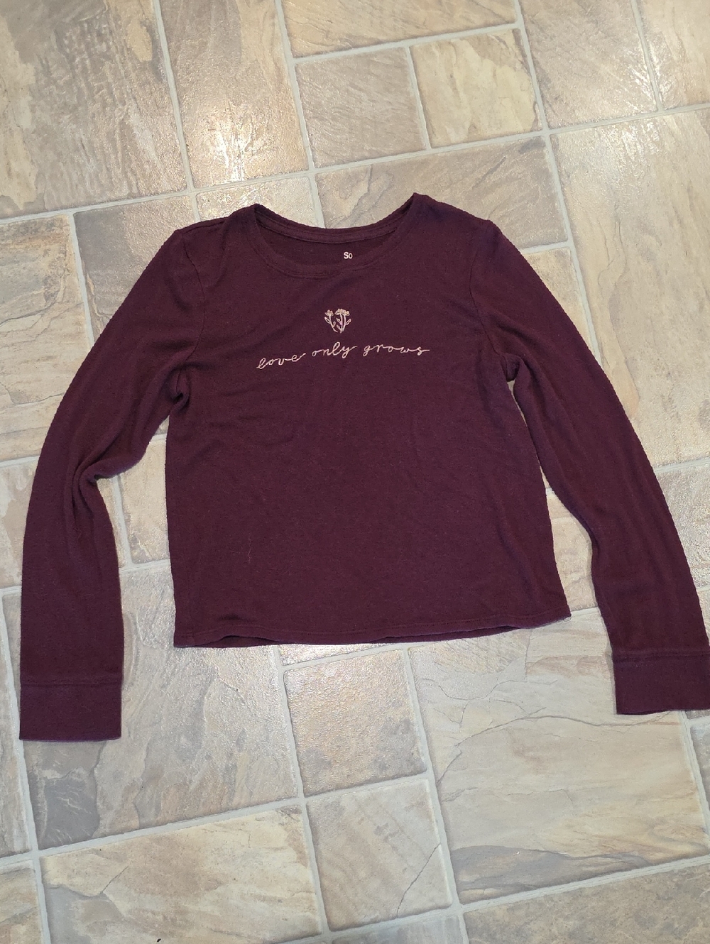 SO Plum Favorite Boxy Tee with Script Graphic